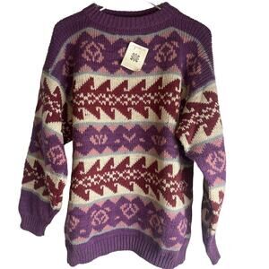Vintage NWT Deadstock 1980 La Vicuna 100% Wool Ski Fair Isle Deadstock Sweater